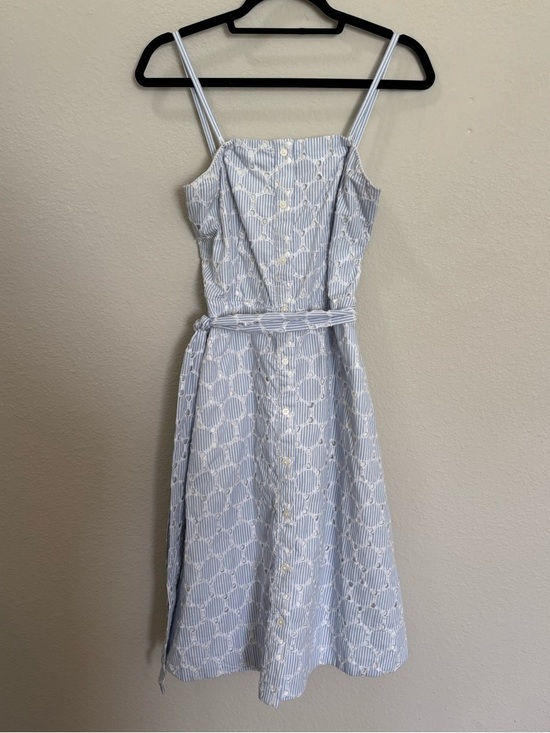 Banana Republic Dresses & Skirts - Banana Republic Blue & White Striped Eyelet Belted Sleeveless Midi Dress Size 4